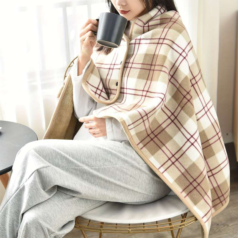 1ps Blanket Color RedAndCoffee Grids size 100x140cm