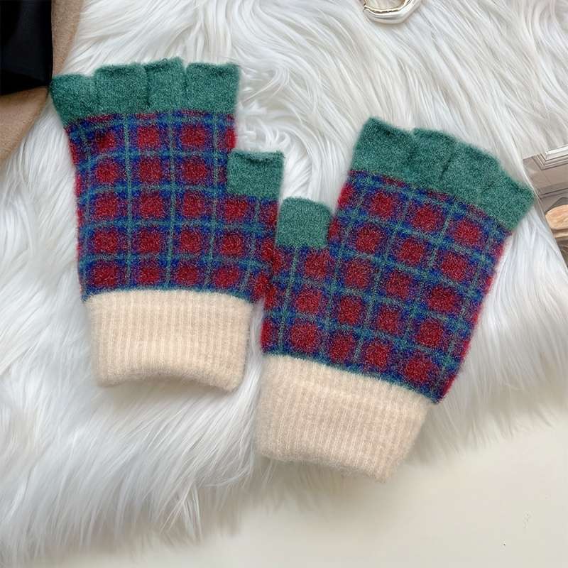 1 Pair Fingerless Cerulean Warm Gloves