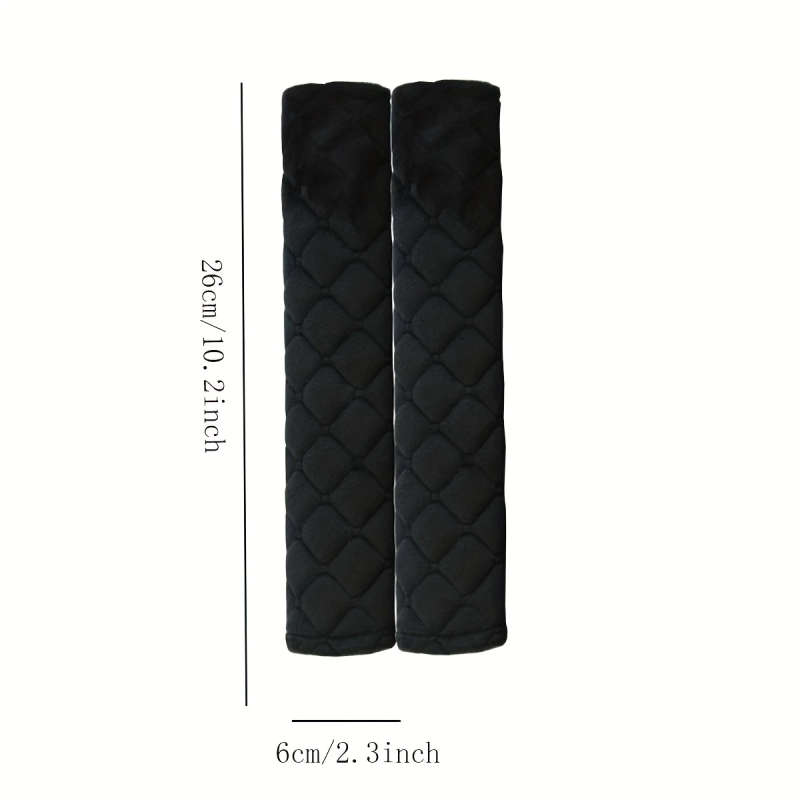 1pc Argyle Pattern Plush Car Seat Belt Cover Solid Color Safety Belt Cover Durable Travel Accessorie