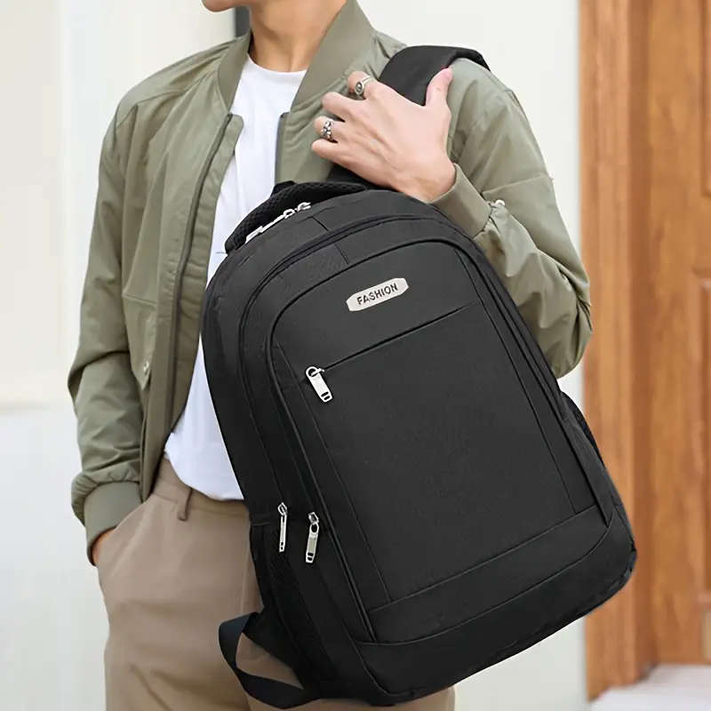 1pc Versatile Nylon Backpack for Men Lightweight Large Capacity for Travel Cycling