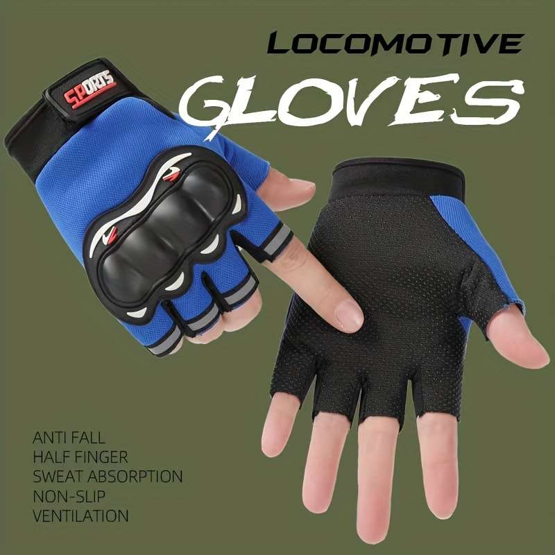 1 Pair Red Items Half Finger Exposed Gloves Outdoor Sports Gloves