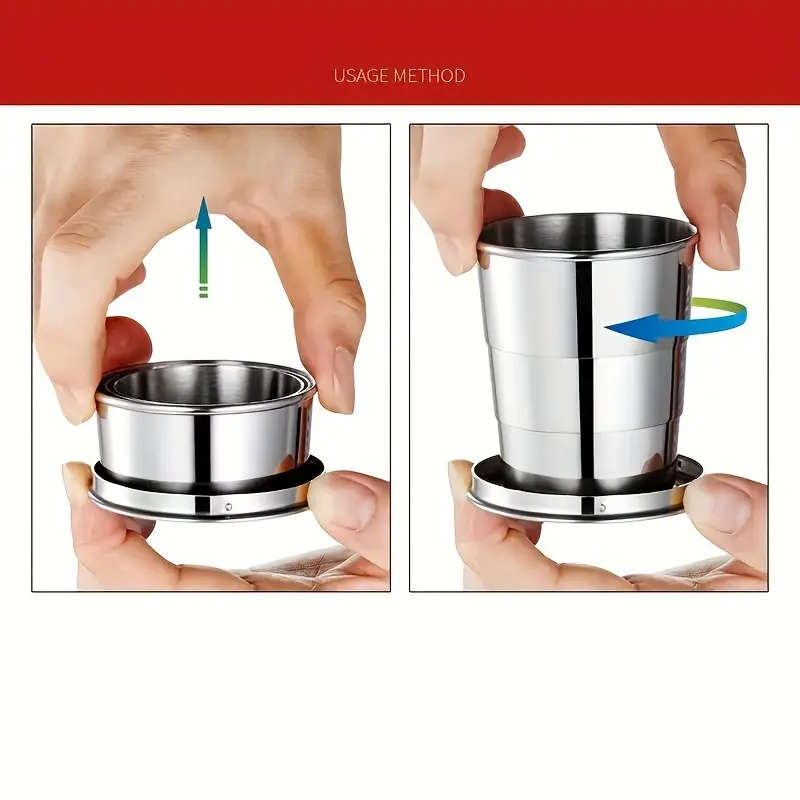 Irish Coffee Stainless Steel Folding Cup Set Portable Travel Camping Tea Cup Environmentally Frien