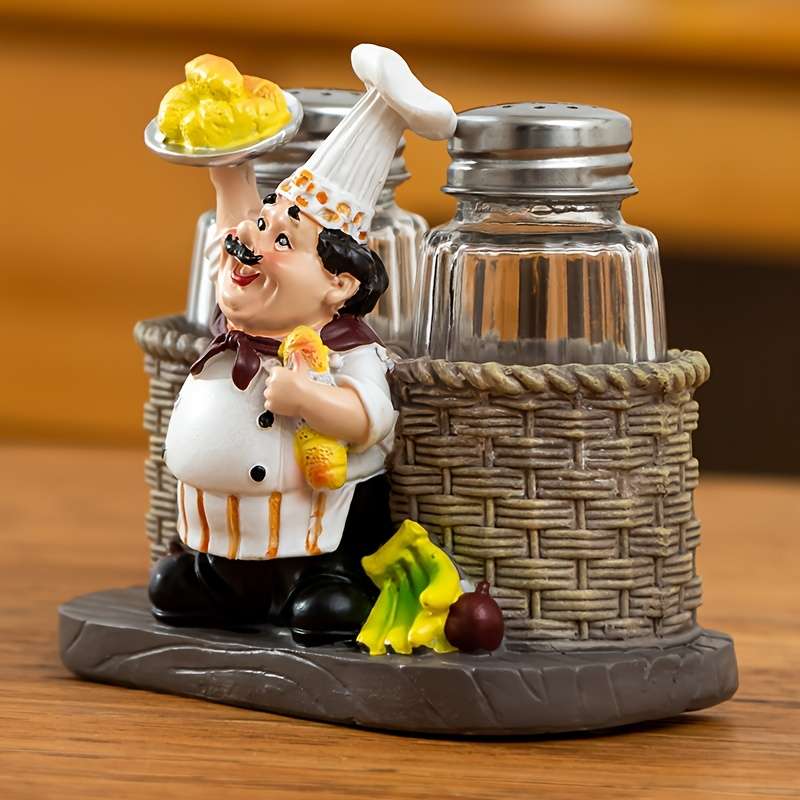 1pc Chef-Themed Glass Salt Pepper Shakers Perfect for Home Kitchen Restaurants Cafes Picni