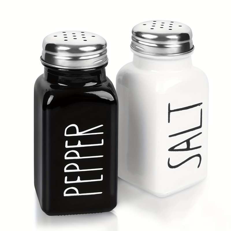 2pcs Salt And Pepper Shakers Set Glass Spice Shaker With Stainless Steel Lid Salt And Pepper