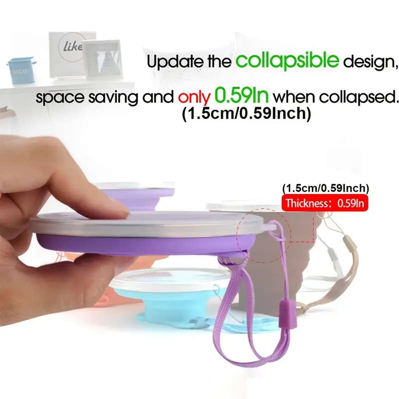 1pc Collapsible Silicone Travel Cup with Lid Portable and Reusable Drinking Cup for Camping Hiking