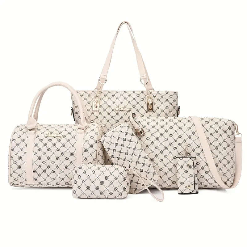 6 Piece Designer Wallet, Wristlet, Handbag, Crossbody Bag, Tote Bag, Duffle Bag Set
