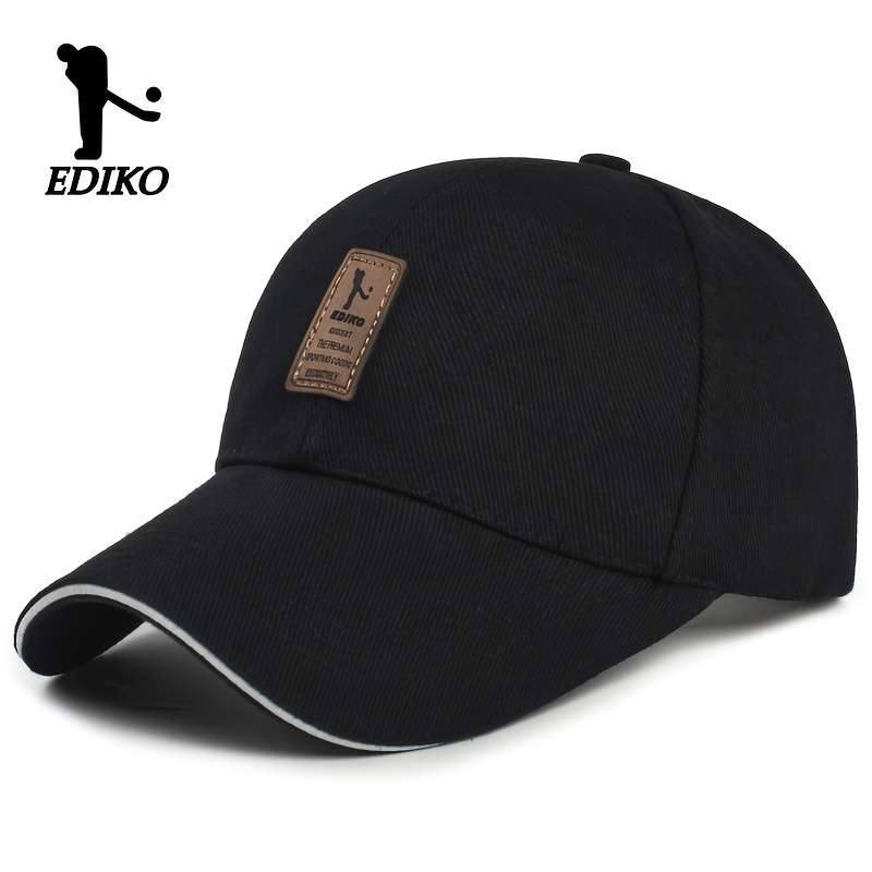 1pc EDIKO Adjustable Trucker Cap Black Cotton One Size Fits Most Adjustable Snap Closure Idea