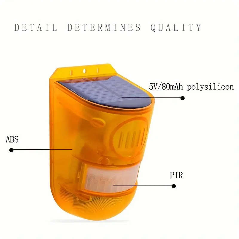 1pc Solar Sound Light with Motion Sensor Alarm 129dB Loud LED Flashing for Home Farm Barn Yard Secur