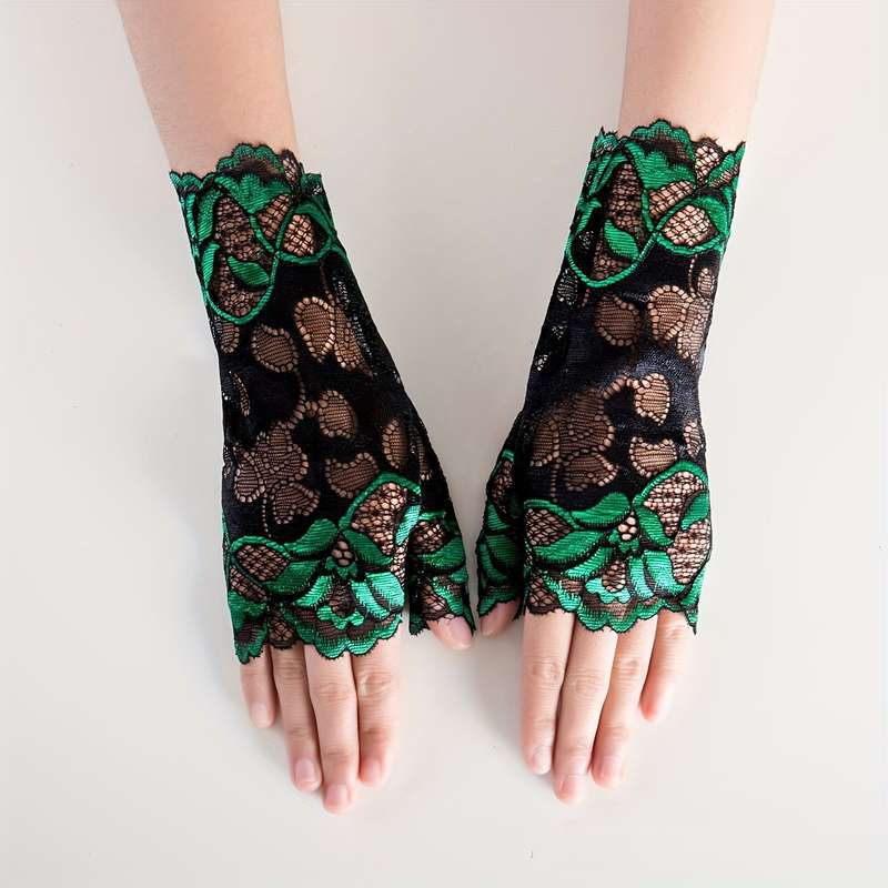 1 Pair Blue Half Finger Gloves