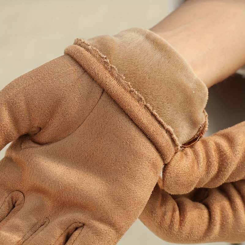 1 Pair Khaki Warm Gloves