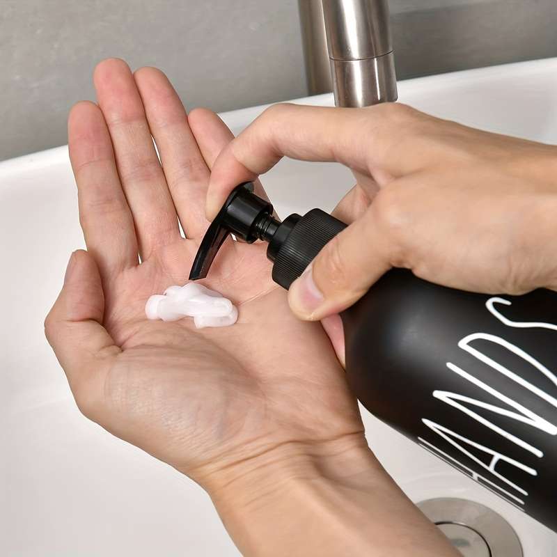Plastic Soap Dispenser SetContains Black Hand Soap Dispenser and White Dish Soap Dispenser. Ki