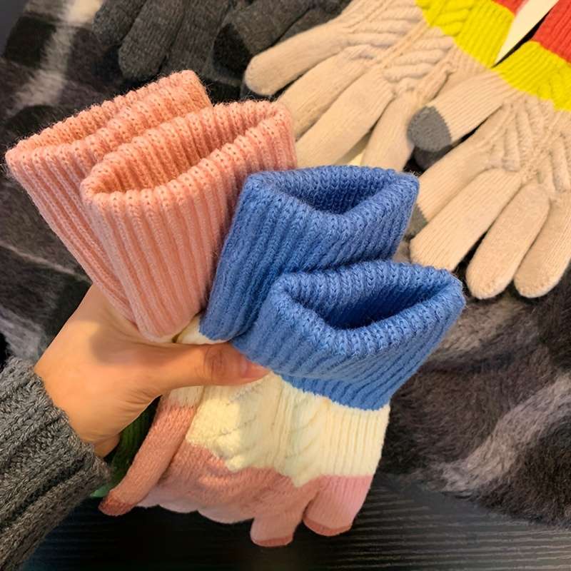 1 Pair Grey Warm Gloves