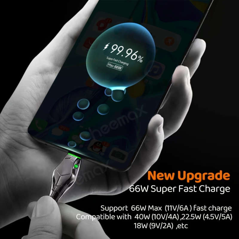 1pc 300cm 7A USB A To Type C Cable 100W Max For Honor 50Pro 66W Max Super Fast Charging AFC Fast