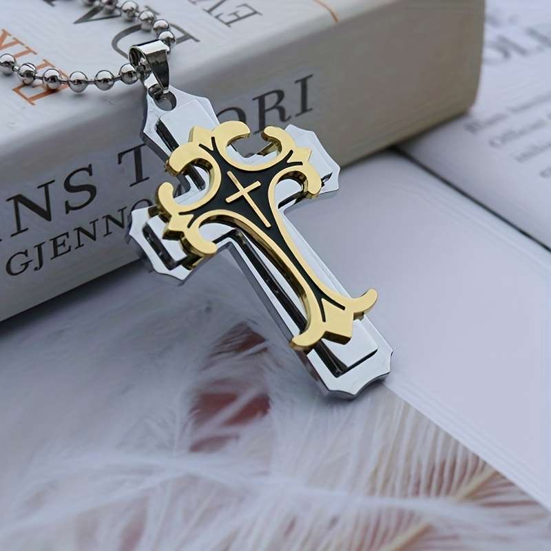 1 Piece Golden Add Steel Color Jesus Theme Pendant