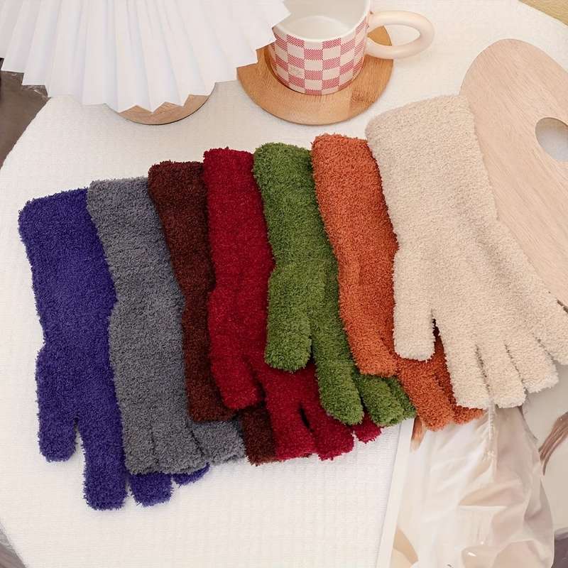 1 Pair Gray Warm Gloves