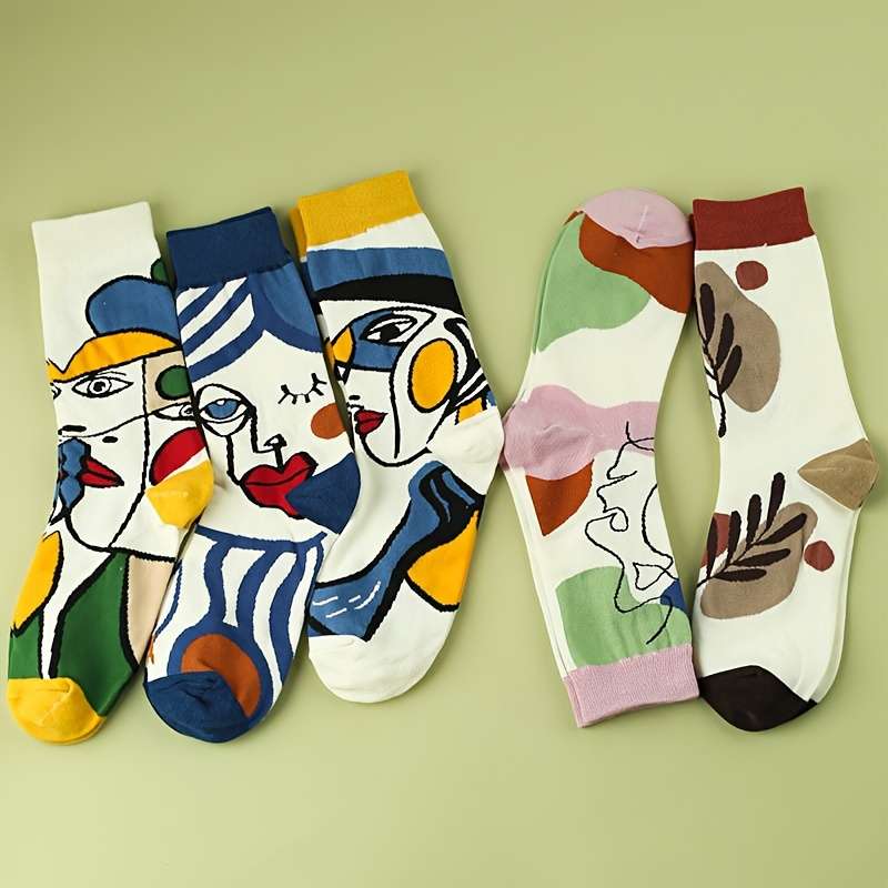 5 Pairs Of Mixed Colors One Size High Elastic Socks