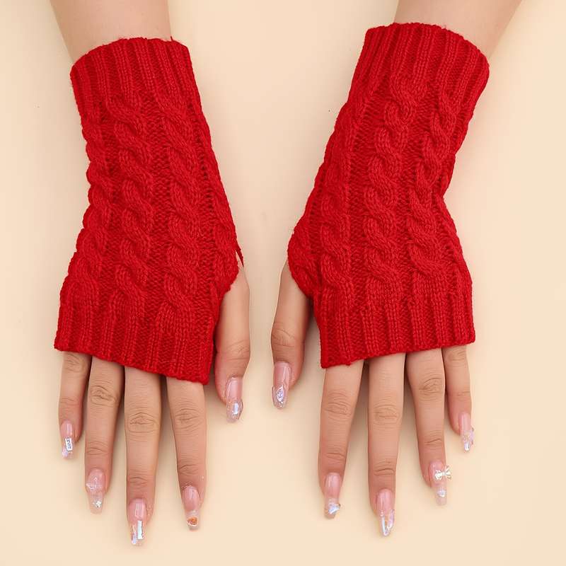 1 Pair Light Gray Stretchy Half Finger Gloves