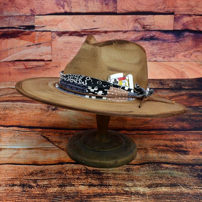 1pc 1 Top Random Poker Card Pure Handmade Imitation Burnt Decor Autumn and Winter Hat