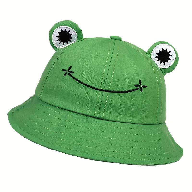 1pc Men's Cartoon Frog Bucket Hat Outdoor Sunscreen Casual Hat Suitable For Spring And Autumn