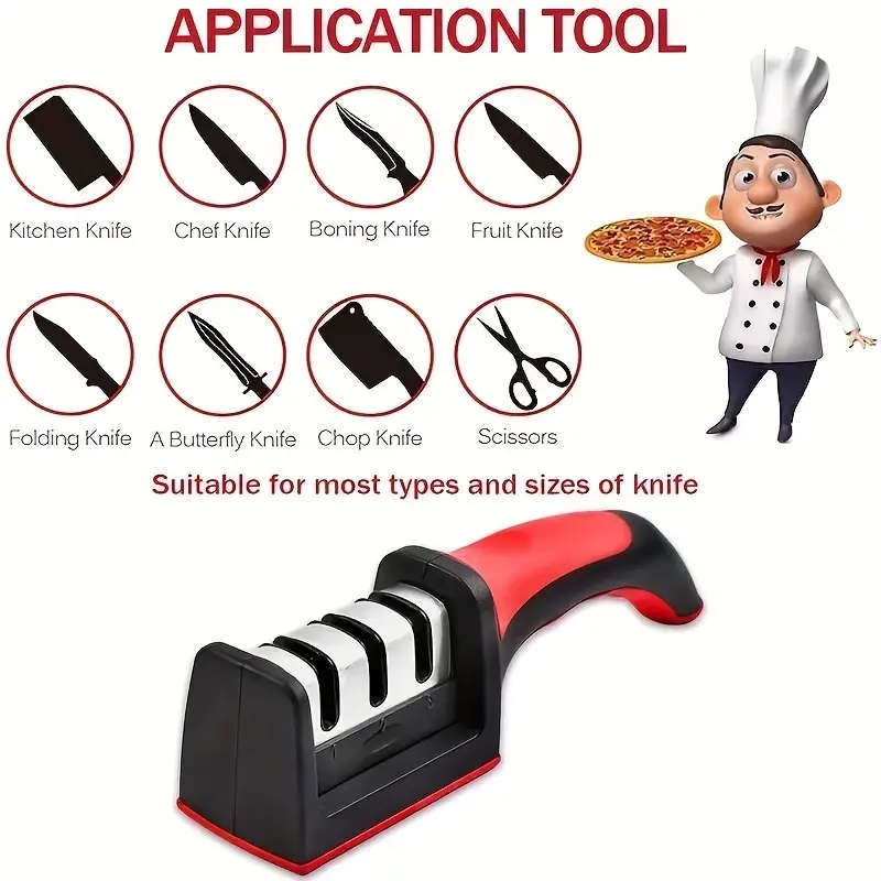 Knife Sharpener 4 Stages Professional Kitchen Knife Sharpening Stone Tungsten Diamond Ceramic