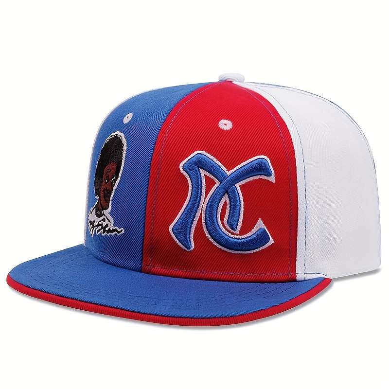 1pc Horror Face Embroidery Baseball Cap Black Red Color Block Hip Hop Snapback Hat Casual Adjusta