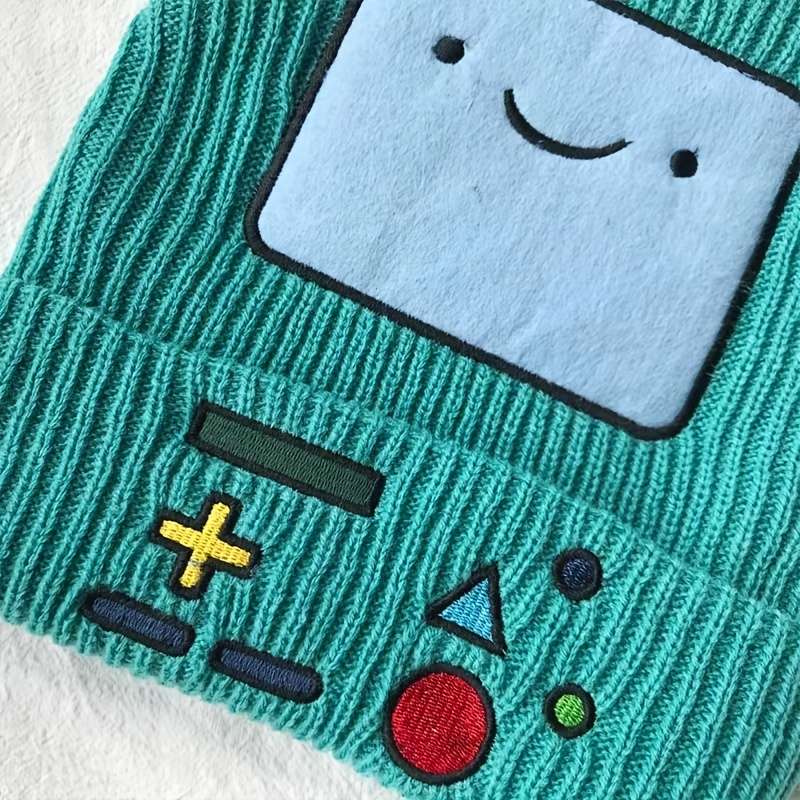 1pc Robot Adventure Treasure Embroidered Beanie Unisex Brimless Knitted Hat Casual Warm Cold Ha