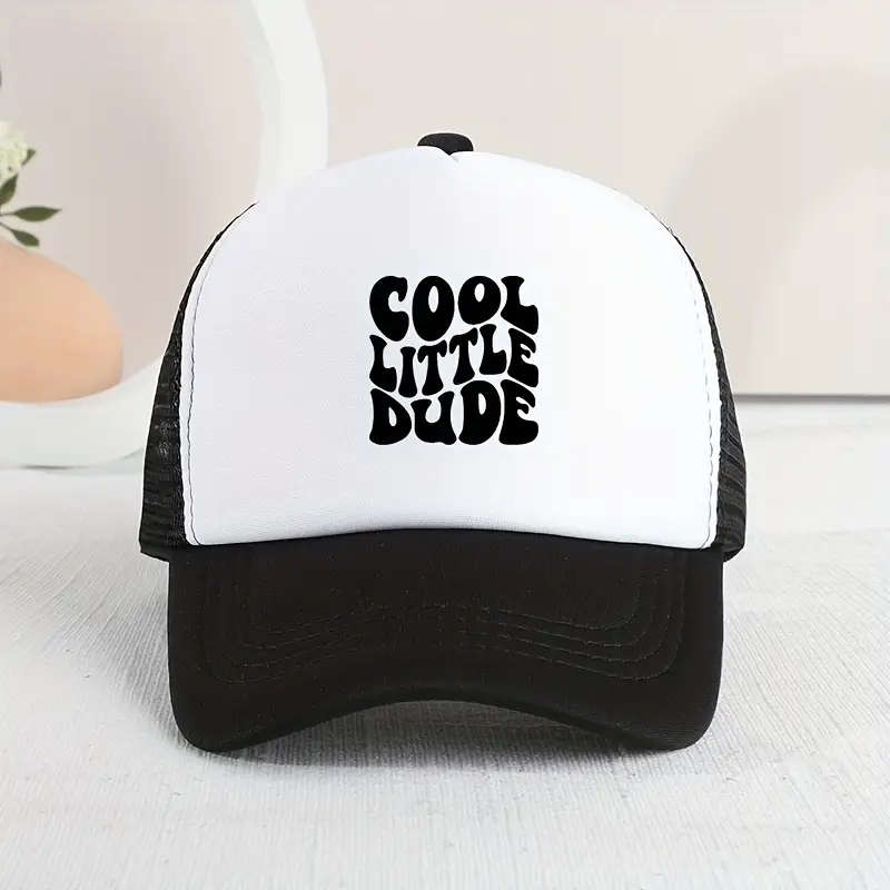 1pc Casual Trendy COOL LITTLE DUDE Mesh Stitching Cap Sun Protection Comfortable Breathable Cap