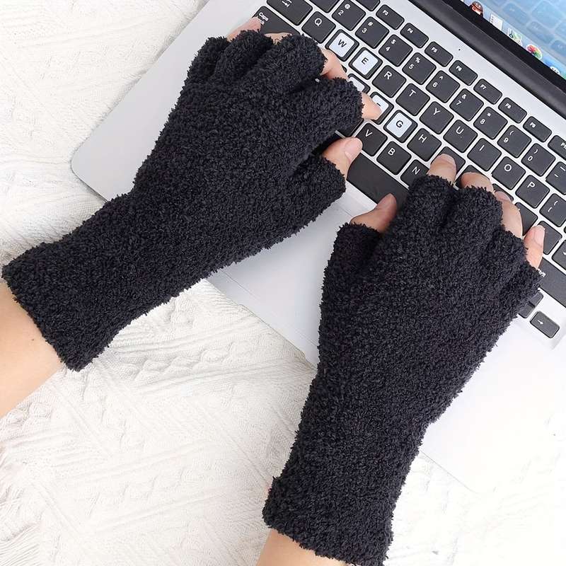 1 Pair Gray Warm Gloves