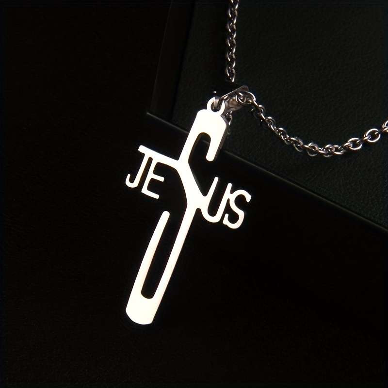 1 Piece Steel Color Jesus Theme Pendant
