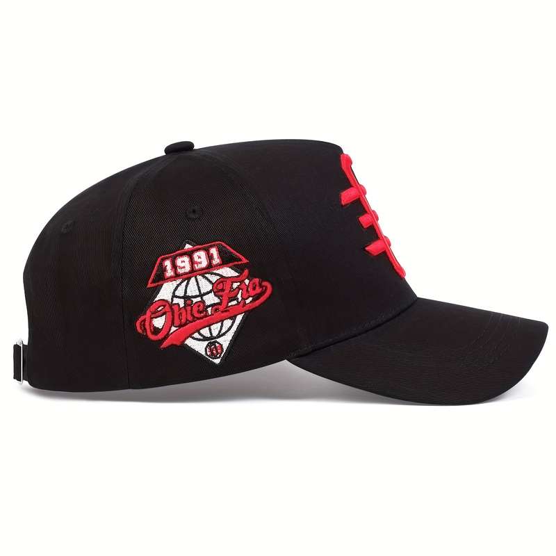 1pc Trendy OE Embroidery Baseball Cap Lightweight Adjustable Dad Hats Color Block Breathable Sun Ha