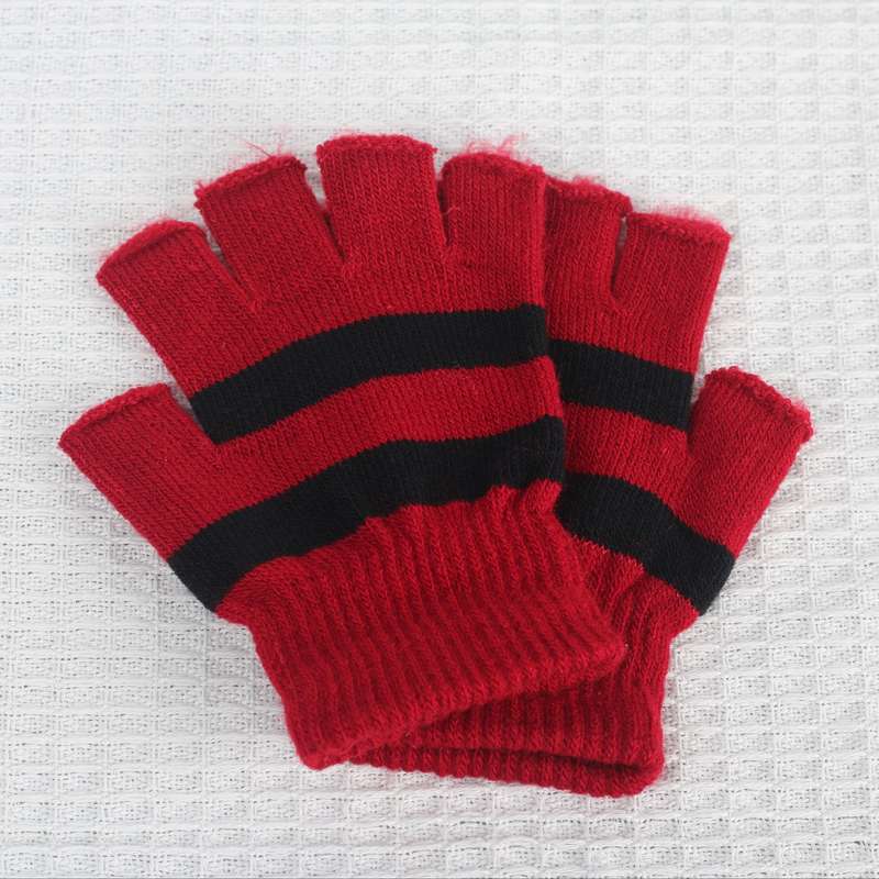 1 Pair Black Plus Maroon Plus Velvet Warm Gloves