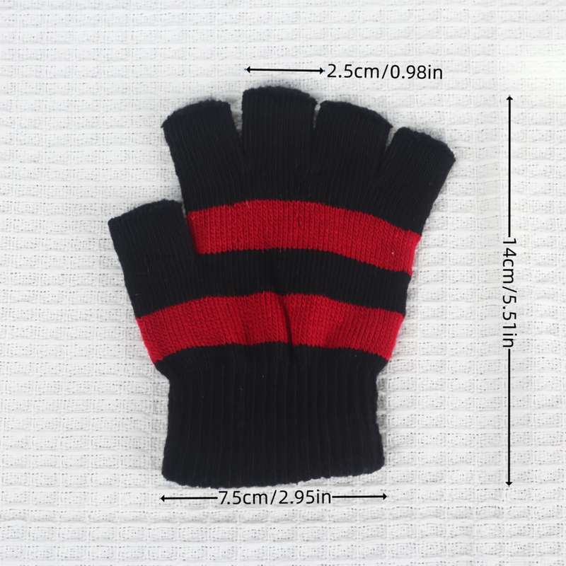 1 Pair Black Plus Maroon Plus Velvet Warm Gloves
