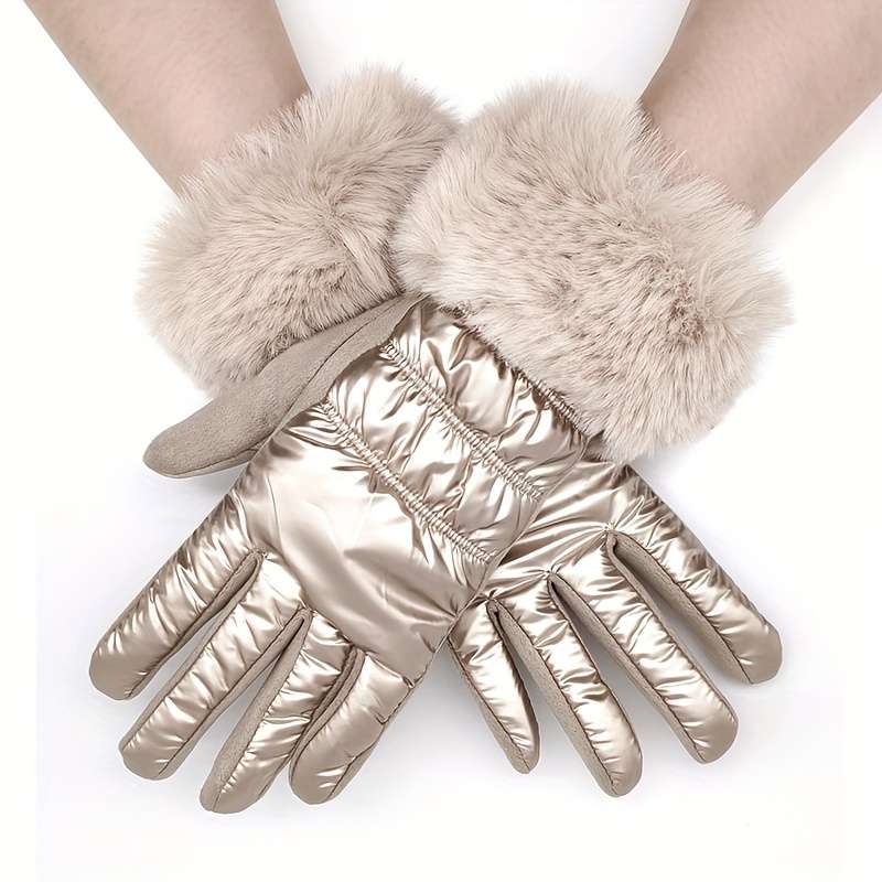 1 Pair Khaki Warm Gloves
