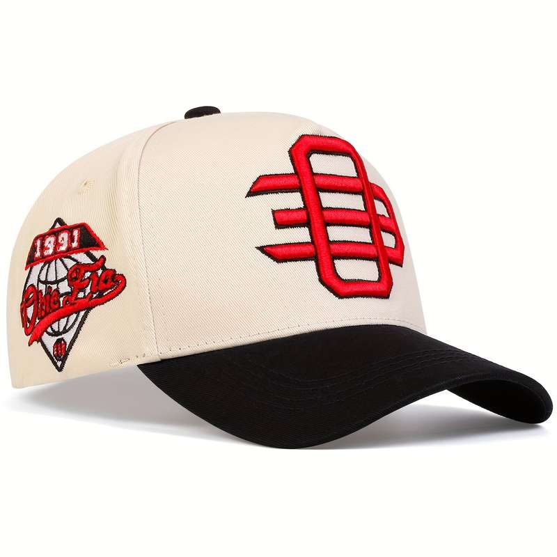 1pc Trendy OE Embroidery Baseball Cap Lightweight Adjustable Dad Hats Color Block Breathable Sun Ha