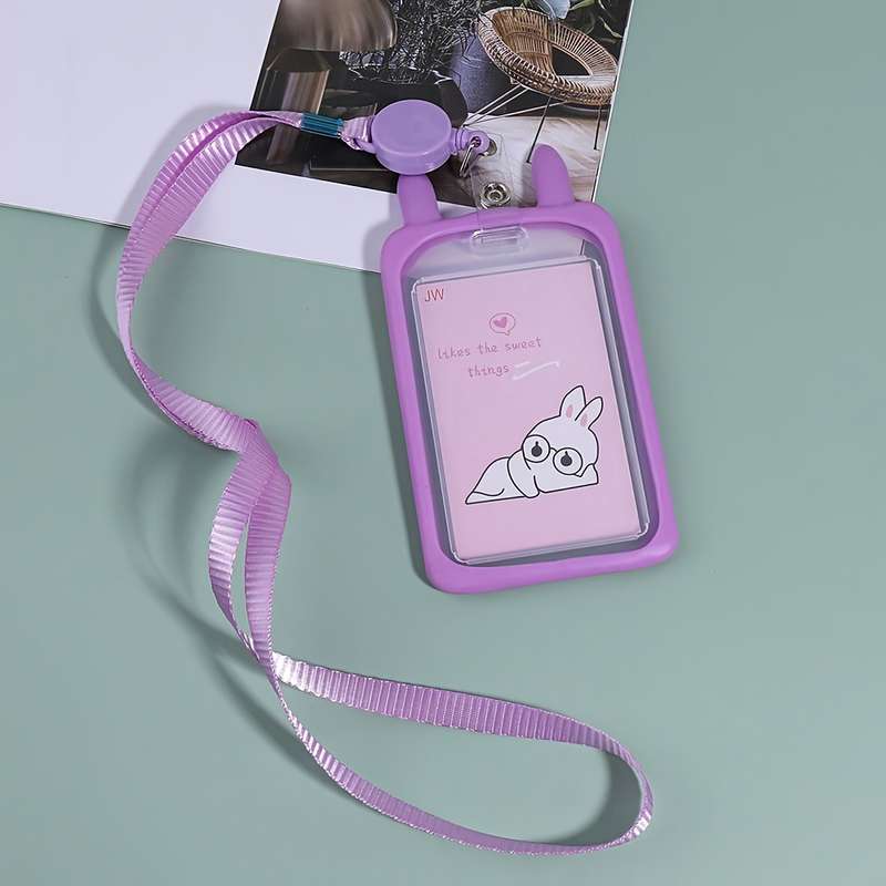 1pc 1pc Rabbit Ear-shaped Card Holder Versatile And Fashionable Can Be Used For Student ID Adul