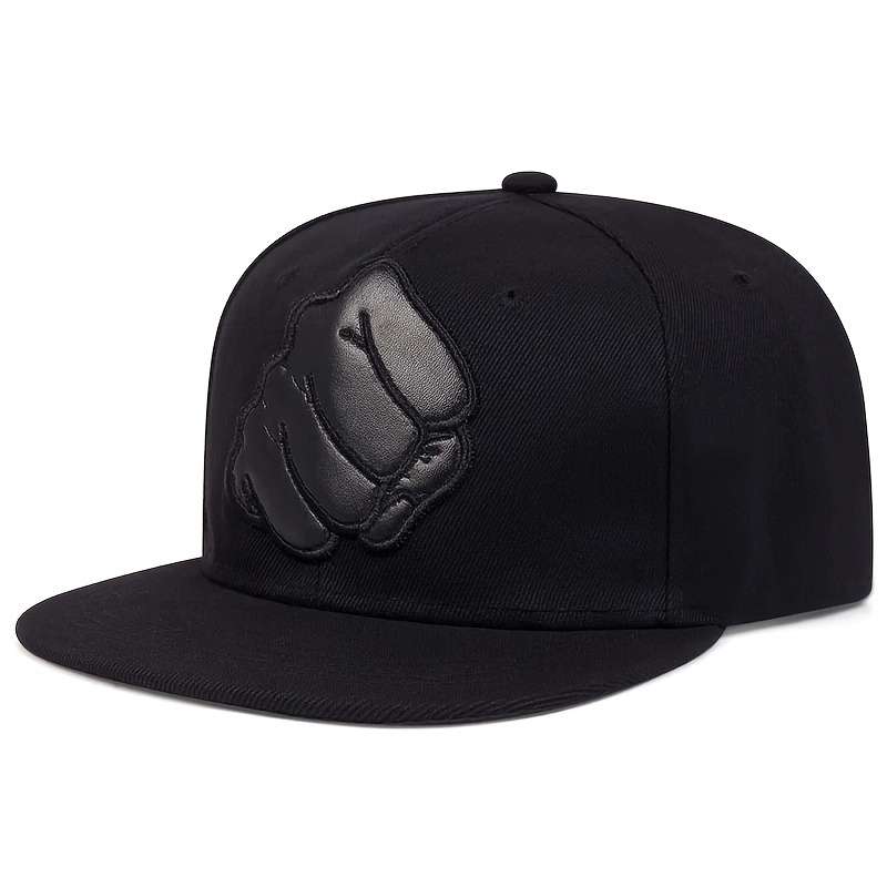 1pc Fist Patched Baseball Cap Outdoor Sun Hat Flat Brim Cap Adjustable Casual Hat For Travel