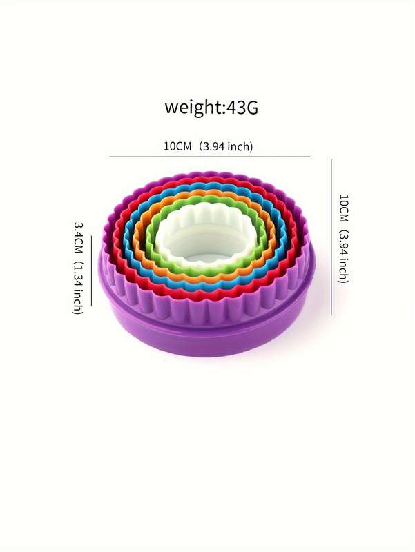 6pcs Round Colorful Plastic Cookie Molds Cookie Cake Molds Bread Cake Mousse Shaping Tools Em