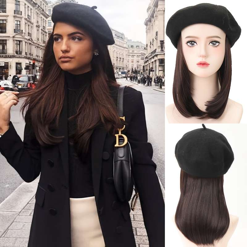 1Pc Black 45.72cm Fashion Design Wig