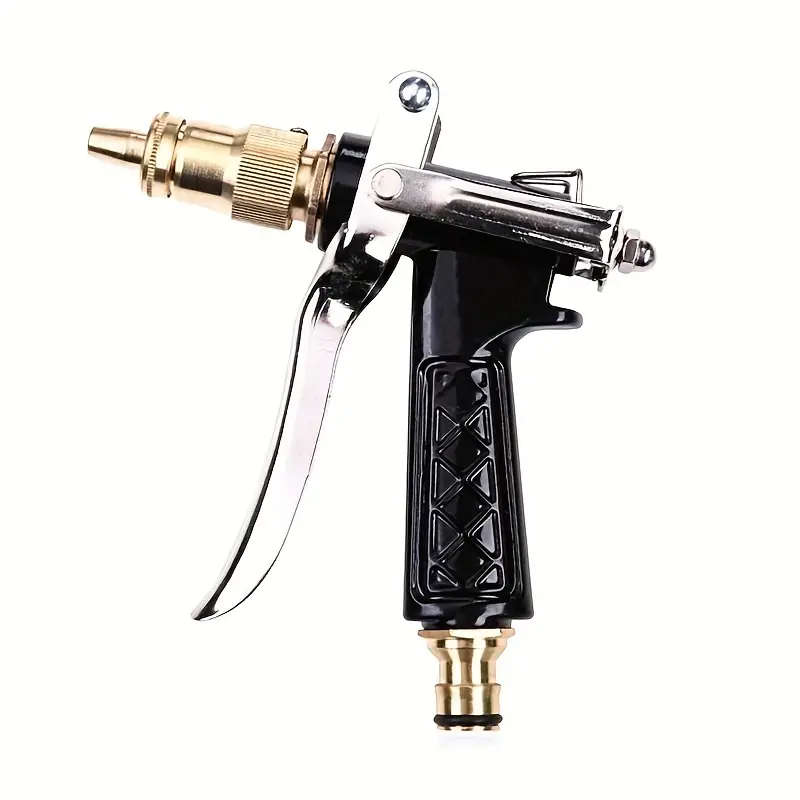 1pc High-Pressure Power Washer Gun Durable Copper Black Metal Manual Operation Ideal for Car Washing