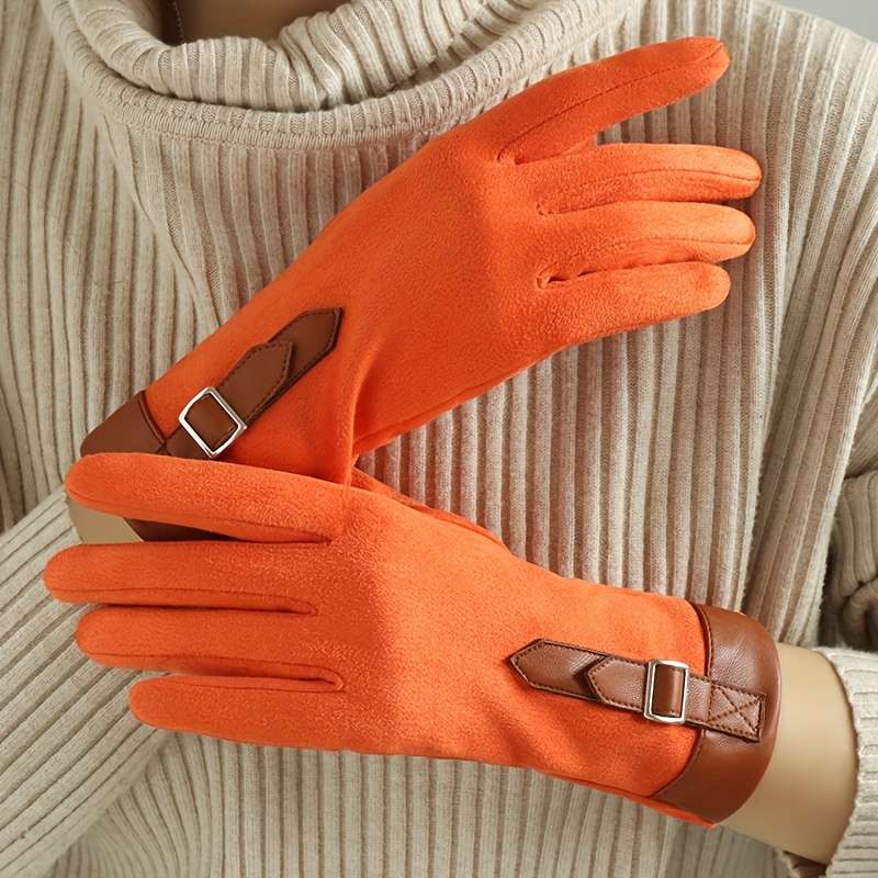 1 Pair Khaki Warm Gloves