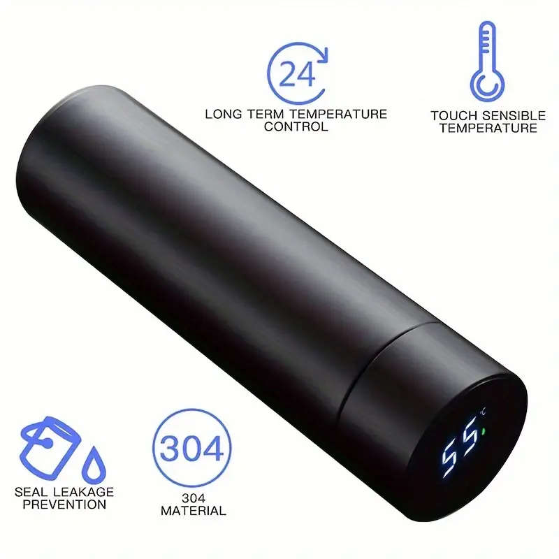 igital Display Thermos Cup Water Bottle With LED Temperature Display, Double Wall Vacuum Insulated W