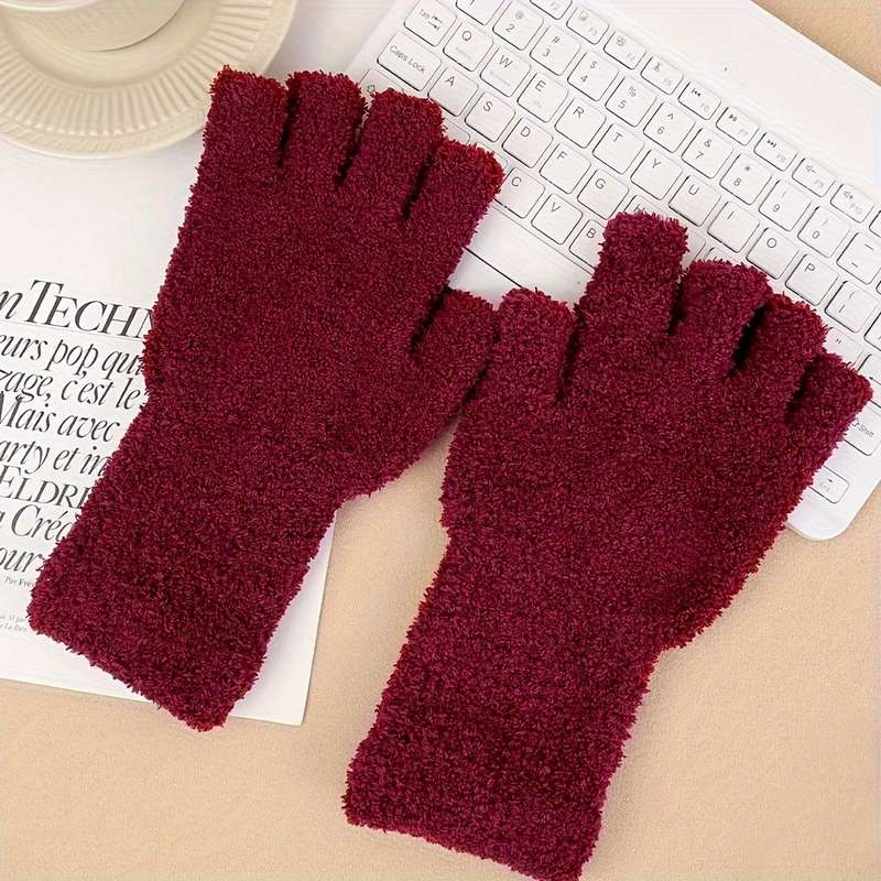 1 Pair Gray Warm Gloves
