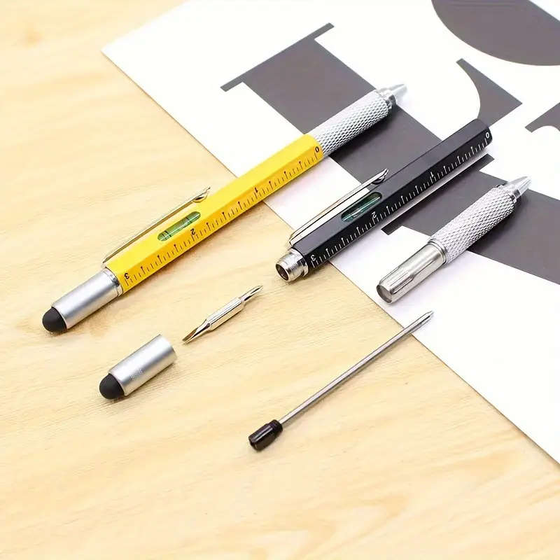 4pcs Can Write Screwdriver Multifunctional Tool Level Stylus Ruler 6-in-1 Multifunctional Pen