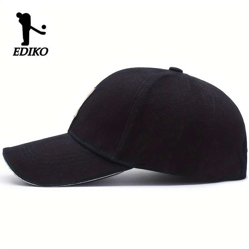 1pc EDIKO Adjustable Trucker Cap Black Cotton One Size Fits Most Adjustable Snap Closure Idea