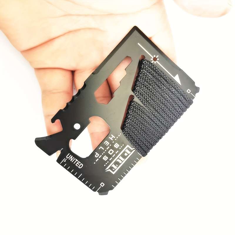 1pc 14in1 Portable Stainless Steel Multi-Function Knife Card Outdoor Camping Rope Bindi