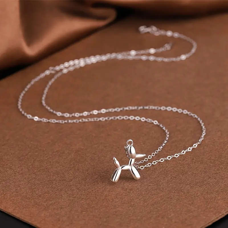 Genuine Stainless Steel Necklace with Balloon Dog Pendant