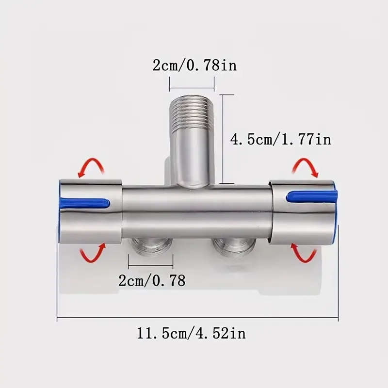 1pc Wall Mounted Stainless Steel Shower Diverter with Double Handle Control Easy Installation and Co