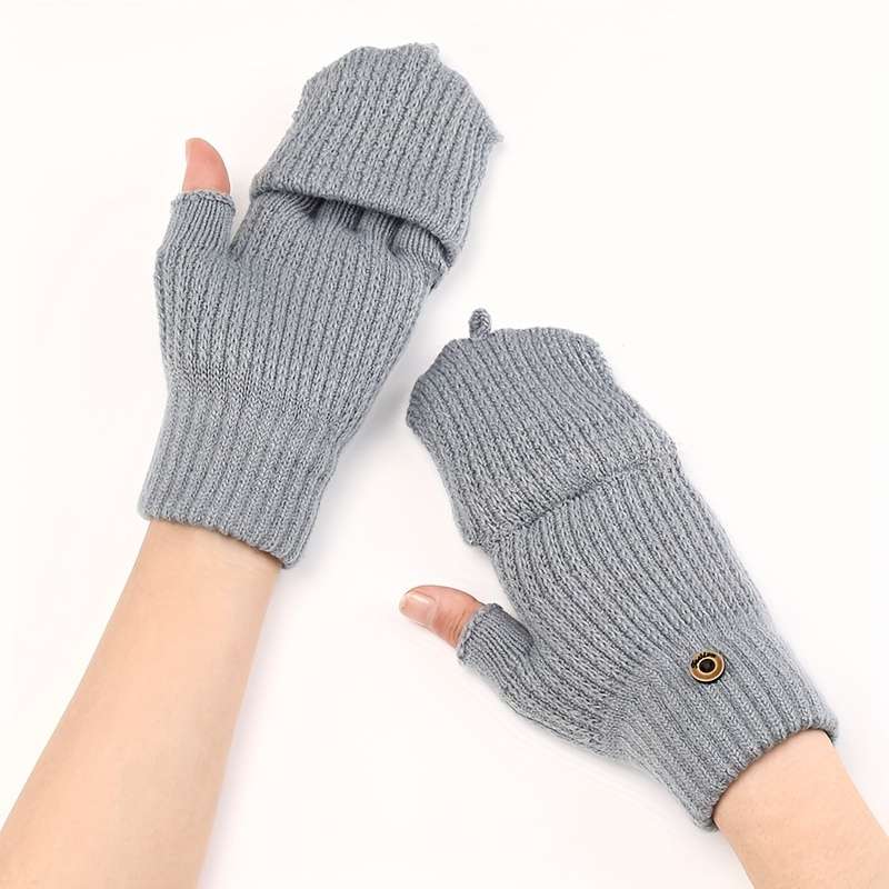 1 Pair Light Grey Warm Gloves