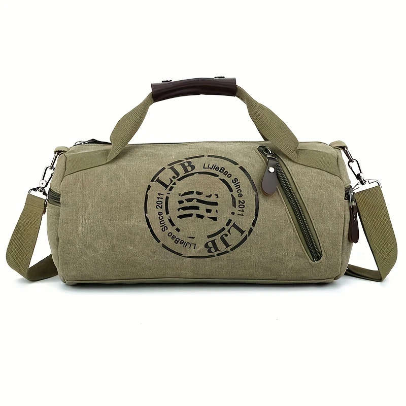 1pc Canvas Messenger Bag For Men Wear-resistant And Scratch-resistant Canvas Bucket Bag Travel Shoul