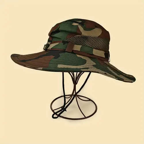 1pc Men's Camouflage Adjustable Outdoor Bucket Hat Color sent randomly